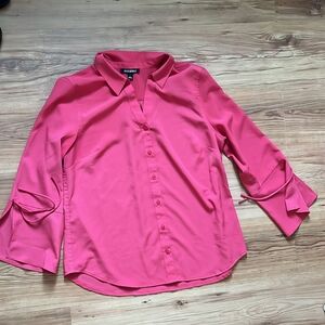 Roz & Ali Pink 3/4 Sleeve Button Down Shirt